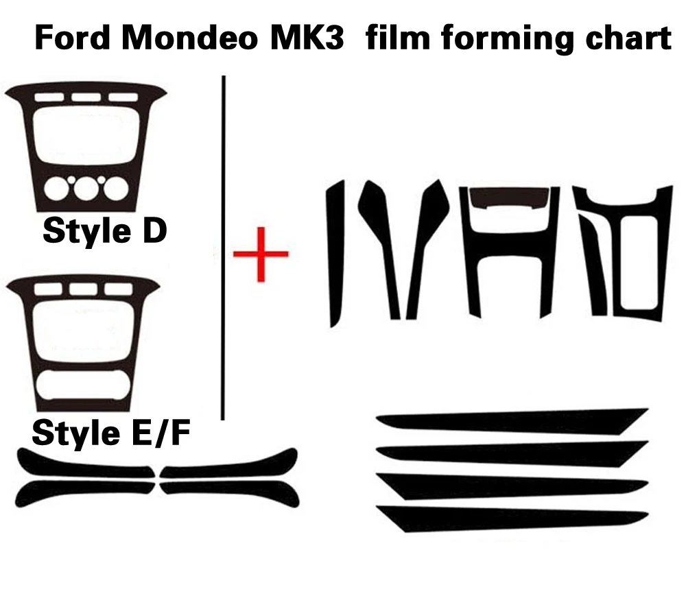 Для Ford Mondeo MK2/3 2007-2013Interior центральной Управление Панель дверная ручка 5 мм Углеродистой волокно наклейки стайлинга автомобилей аксессуары