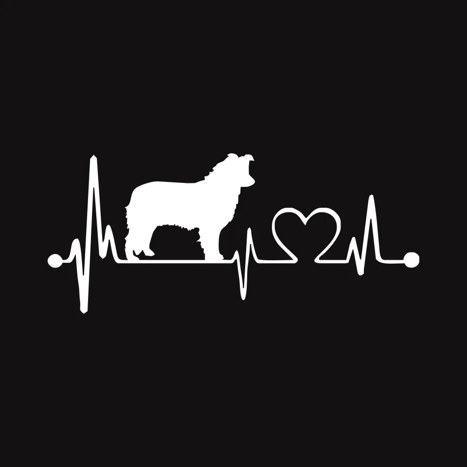 Border Collie Dog Heartbeat Decal Stickers Car Cover Scratches Decorative Accessories Car Styling Car Vinyl Stickers 198.3CM  (6)