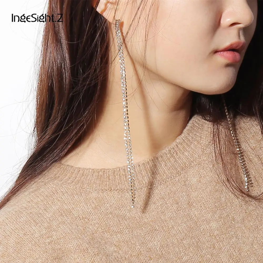 Женские серьги подвески с кристаллами длиной 17 см|crystal dangle earrings|dangle drop earingsdangle