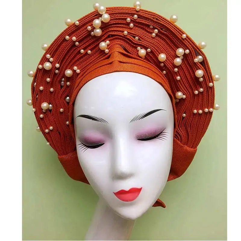 as picture Африканские бусины новая мода авто ASO OKE gele Мода Африканский головной убор красивая лучшая цена asooke нигерийские женщины любят - Цвет: as picture