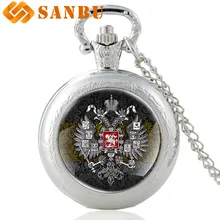 Новое поступление, карманные часы с национальной эмблемой Советского Союза, винтажные мужские и женские бронзовые Кварцевые часы с ожерельем