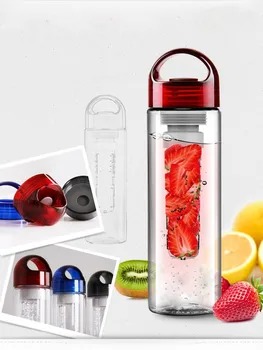 

Wholesale 50pcs/lot Tritan Plastic Sports Water Bottle with fruit infuser BPA free juice bottle fruit bottle drinkware