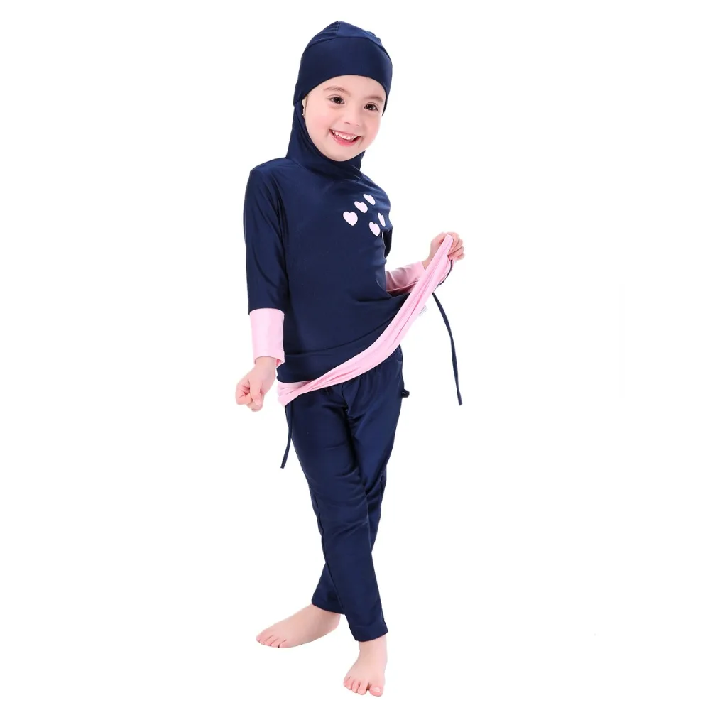 Girls Muslim Swimwears Islamic Children Two-piece Long Sleeve Swimsuits Arab Islam Beach Wear Swimming Diving Suits Burkinis