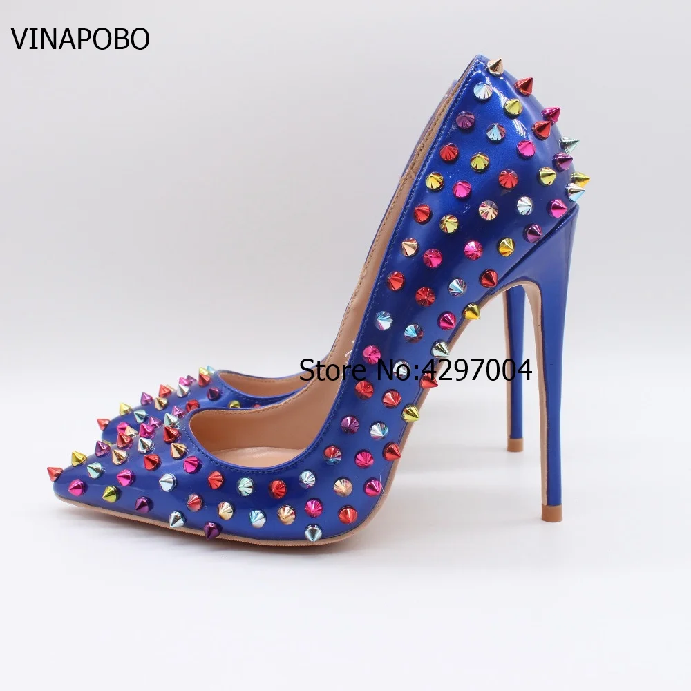 Free-shipping-fashion-women-pumps-Blue-multi-color-spikes-pointed-toe-high-heels-sandals-shoes-boots (4)
