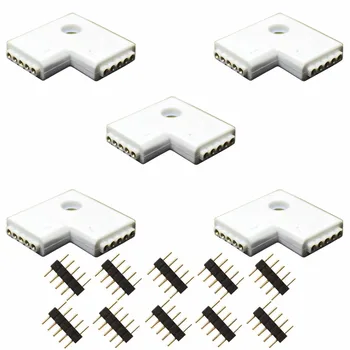 

5X SMD5050 RGBW LED Strip L-Shape Corner Connector Flexible Color Changing RGBWW 5Pin LED Stripe Solderless Right Angle L ST264