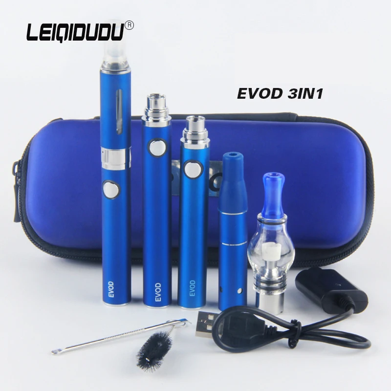 Billig Trockenen Kraut Verdampfer Kits 3in1 Elektronische Zigarette Vape Stift Für Wachs Trockenen Kraut Flüssigkeit Zerstäuber Evod Batterie E zigarette starten Kit