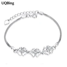 925 Браслеты стерлингового серебра Кристалл Браслеты ювелирные изделия подарок для девушки Srebrna bransoletka pulsera де-плата