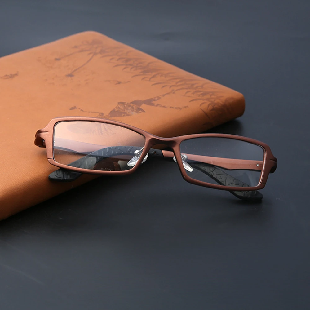 Brown Al mg Alloy Ultra Light Commercial Frames Eyeglasses Custom Made Optical Prescription