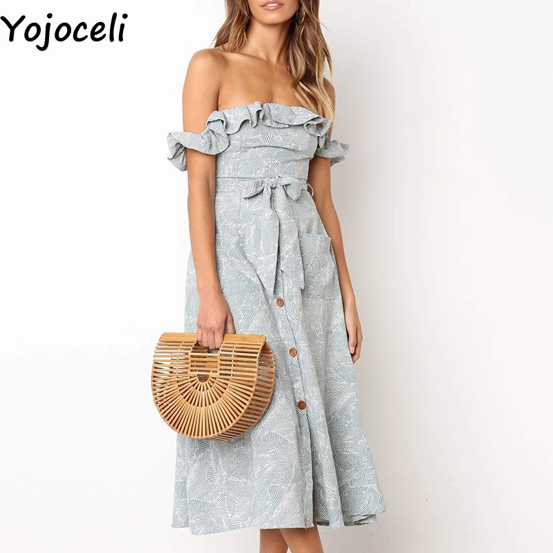 Женское длинное платье с оборками Yojoceli элегантное пляжное Бохо открытыми