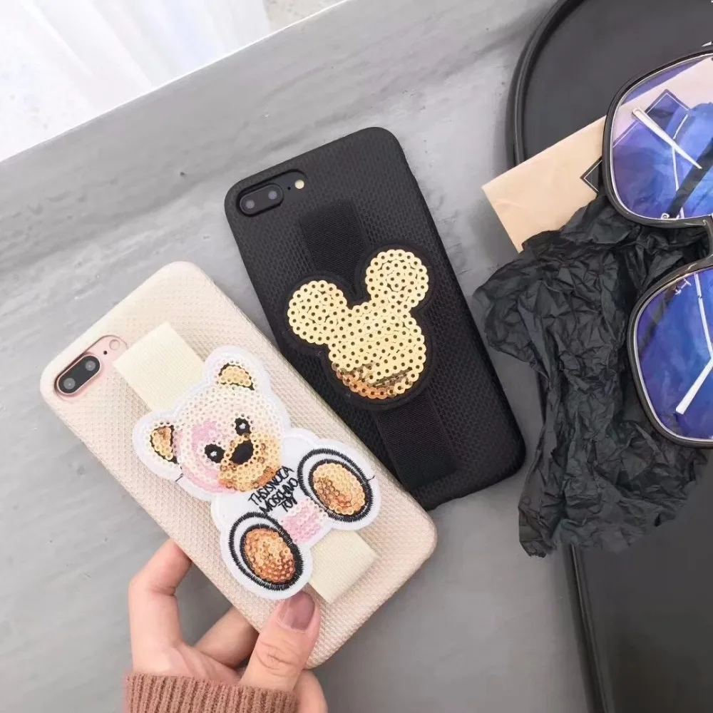 2018 браслеты Мишка Чехол для мобильного телефона мягкий iPhone 7 плюс с ручной