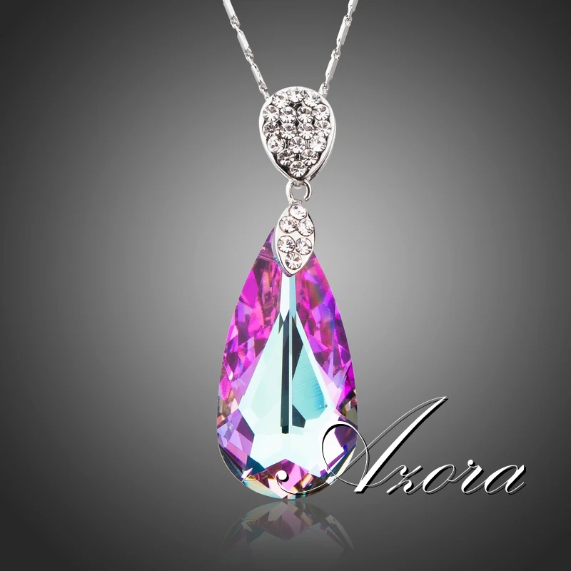 AZORA Sparking большая капля воды розовый цвет-изменить Stellux Австралийский кристалл кулон ожерелье любви TN0191
