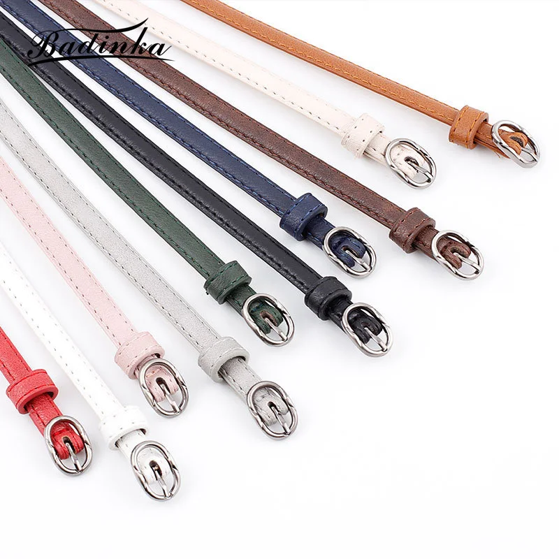 

2019 New Designer Ladies White Pink Red Black Narrow Thin Belt Female Vintage Pin Buckle Waist Belts for Women Jeans Pants Strap