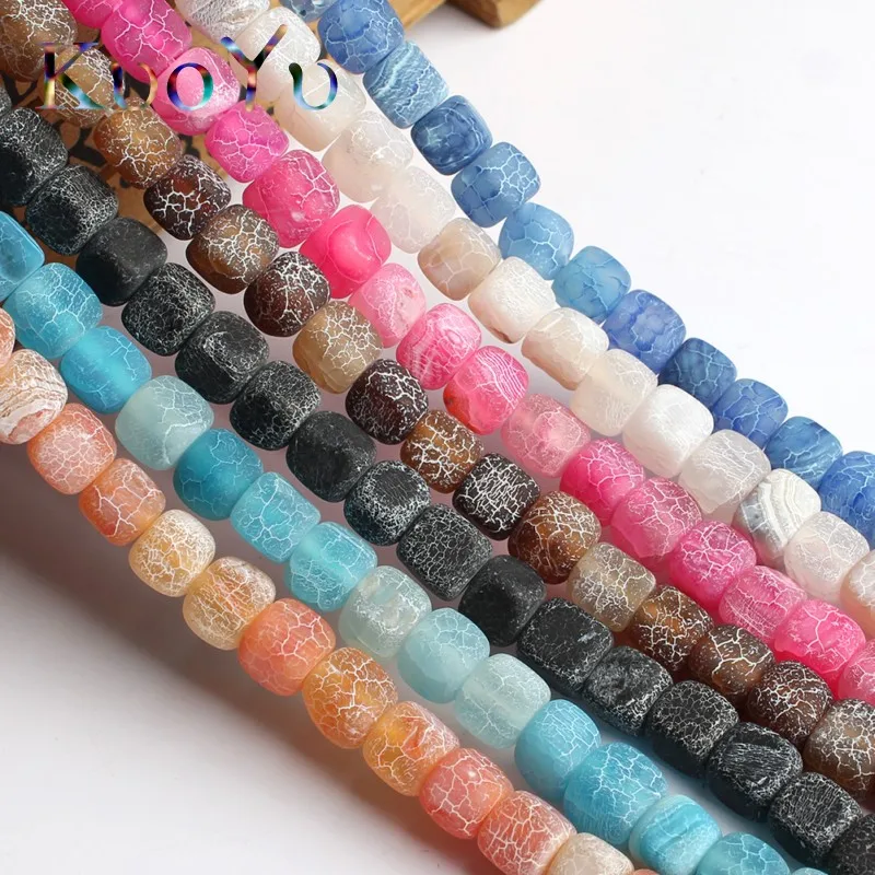 

Matte Frosted Black Agates Freeform Spider Web Stone Beads Square Shape For Jewelry Making DIY Bracelet Pendant 15"Inch 7 Color