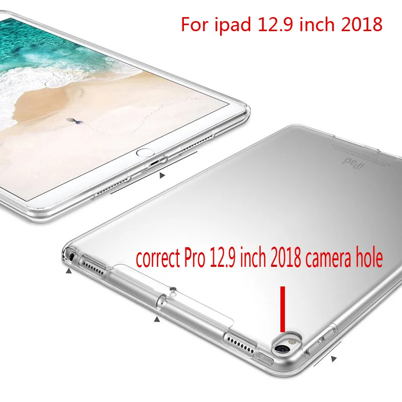 Tablet Case For New iPad Pro 12.9 Clear Crystal Transparent Soft TPU With Pen Holder Case For iPad Pro 12.9 inch 2018 Back Cover (1)