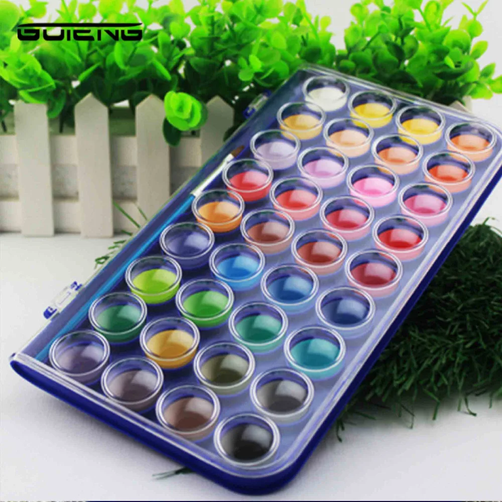 36 Colors Portable Travel Solid Pigment Watercolor Paints Set With Water Color Brush Pen For Painting Art Supplies