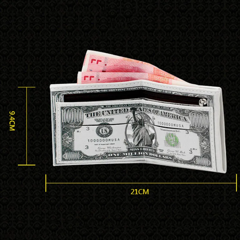 Милый двойной кошелек для денег в долларах США 100, дизайн, новинка, забавный подарок для мальчиков, детей, мужчин, женщин, кошелек для монет, кошелек для детей W006