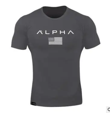 ALPHA новая брендовая одежда мужские облегающие футболки мужские тренажерные залы фитнес футболки мужские спортивные повседневные футболки Плюс Размер m-xxxl - Цвет: Carbon grey