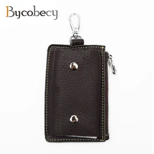 BYCOBECY ключница кошелек натуральная кожа унисекс однотонный чехол для кредитных карт кошелек органайзер для ключей ключница портмоне