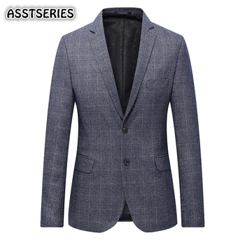 

Blazer Masculino New Slim Fit Large Size British Style Plaid Flip Blazer Fashion Youth Business Gentleman Formal Wear Blazer Men