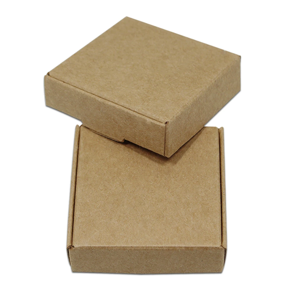 

5.5*5.5*1.5cm Brown Papercard Boxes Foldable Kraft Paper Package Box Handmade Gift Jewelry Storage Boxes for Christmas Wedding