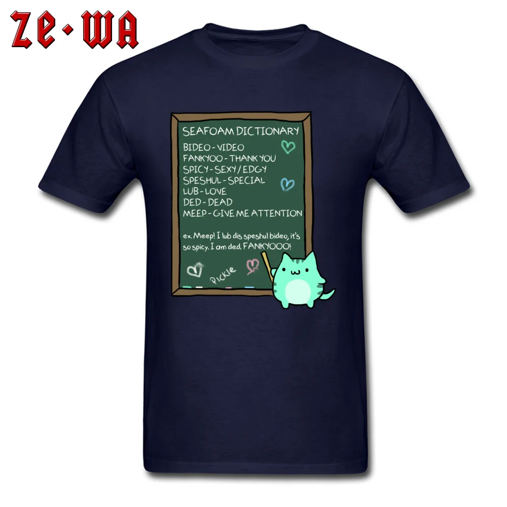 High Quality Men T Shirts Seafoam Dictionary Design Tops & Tees 100% Cotton Fabric Short Sleeve Europe T Shirt Crew Neck Seafoam Dictionary navy