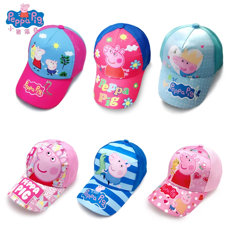 

New 2019 Peppa Pig Anime Figure Hat Child Hat Summer Breathable Mesh Cap Print Cartoon Headdress Birthday Party Gift