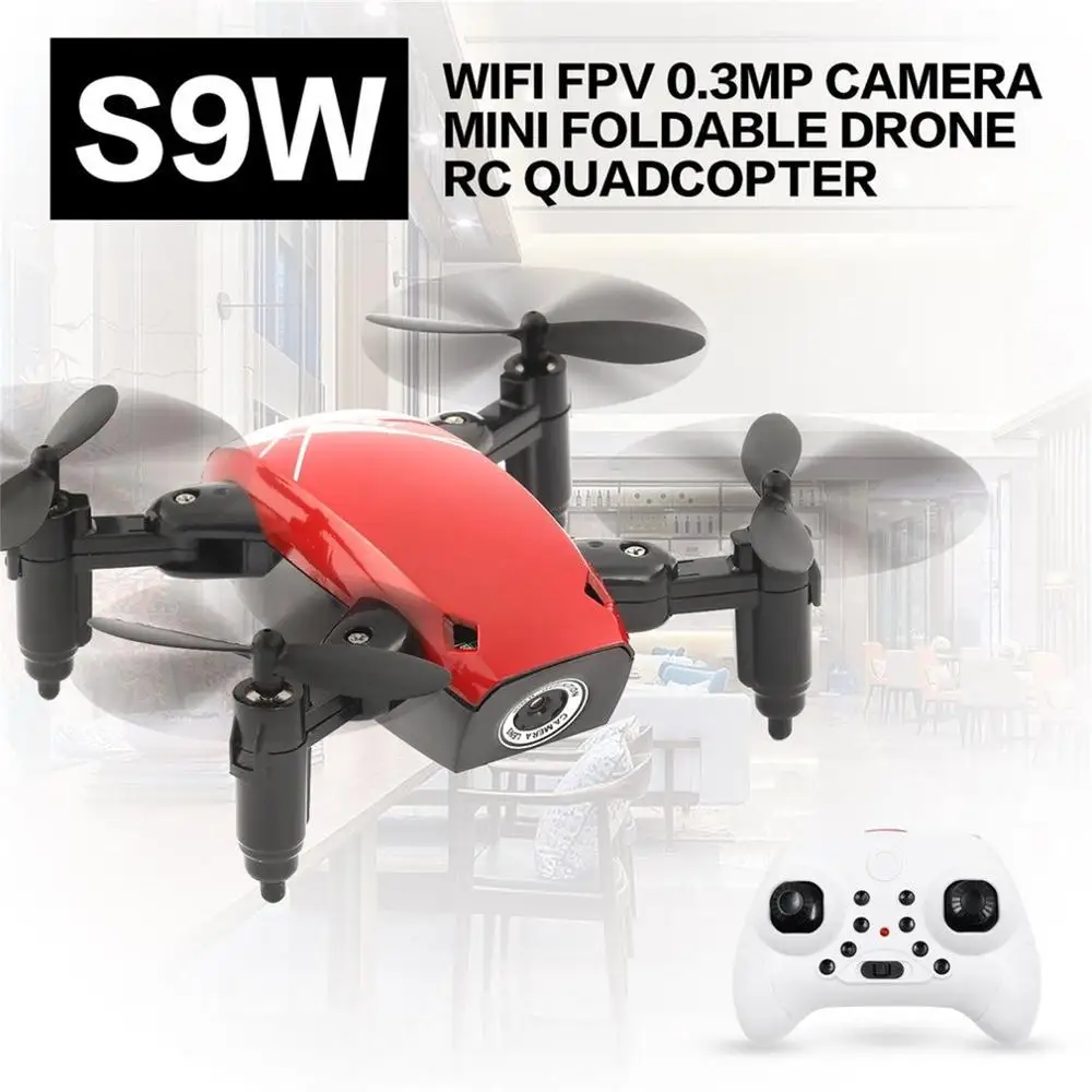 Red S9W(Camera) S9/S9W(камера) drone2.4 g мини складной Дрон 360 градусов флип один ключ возврат Безголовый режим H/L переключатель скорости RC Квадрокоптер с светильник - Цвет: Red S9W(Camera)