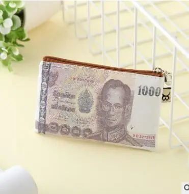 Новинка, креативный женский бумажный кошелек для денег, мужской холщовый милый кошелек для монет, модная мини-сумка-Органайзер на молнии, детский держатель для карт - Цвет: Thai baht