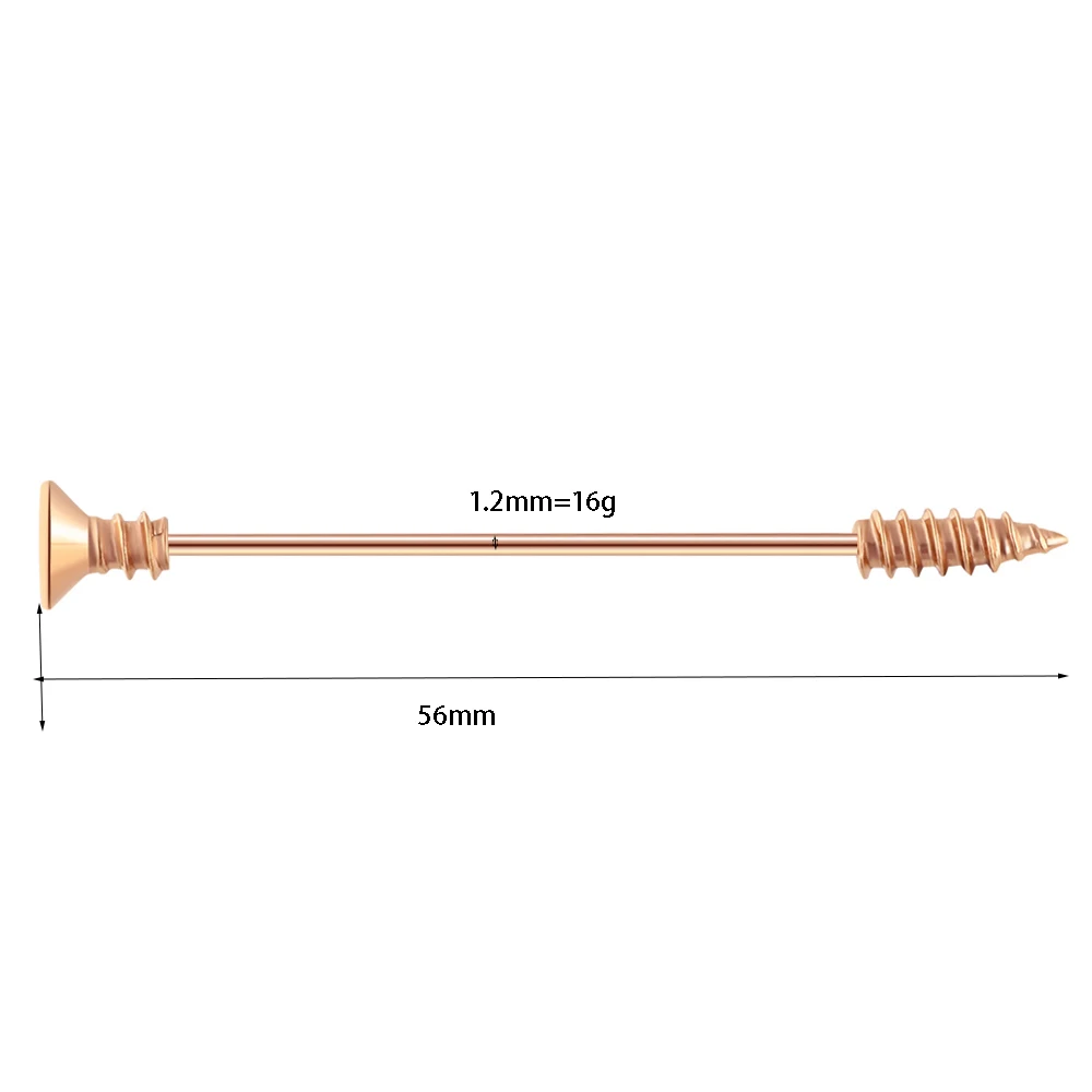 TIANCIFBYJS 14 г 1-8 шт хирургическая сталь промышленные серьги-штанги розовое золото ушной хрящ Спираль пирсинг тела для женщин и мужчин - Окраска металла: 1.2x56mm