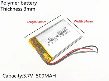 

3.7V 500mAh 303450 Lithium Polymer Li-Po Rechargeable Battery power For Mp3 MP4 MP5 GPS