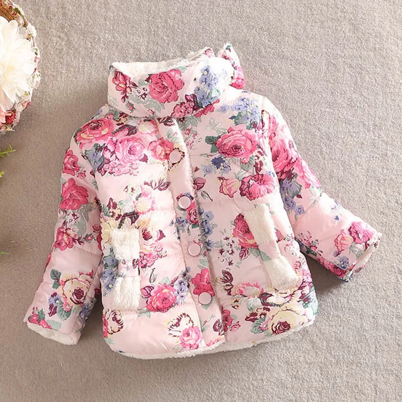

Toddler Girls Winter Clothes Baby Girls Flower Thicken Jacket Coat Kids Fleece Lining Windbreaker Trench Cardigan for Girls 1-6Y
