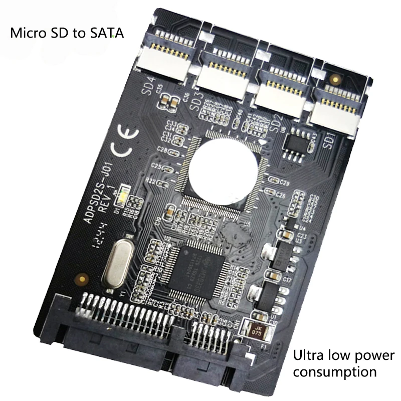 Цена по прейскуранту завода 4 порта Micro SD на SATA адаптер SATA 2," HDD с RAID Quad SD TF на SATA 22pin конвертер