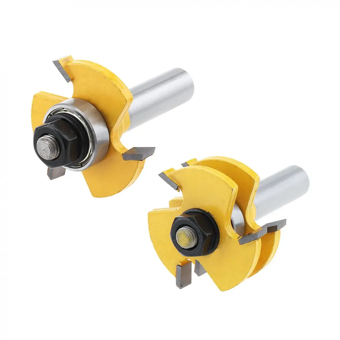TORO 2pcs 3 Teeth Angle Milling Cutter 1 / 2 Handle T-Shaped Square, Tooth Floor Panel Cutter Woodworking Cutter