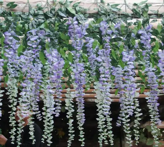 

Artificial Silk Flower Rattan Simulation Wisteria Vine Wedding Garland For Holiday Wedding Party Decorations Home Decor