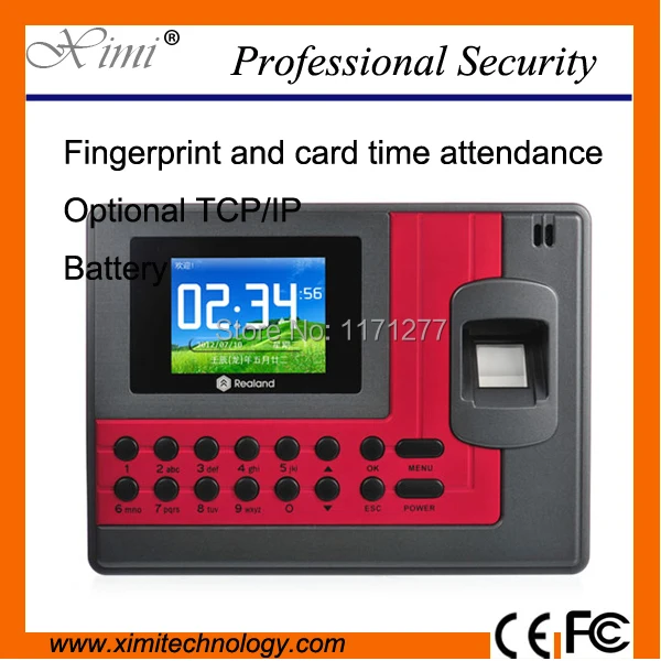 

Good quality fingerprint time attendance time clock with TCP/IP and free software, optional back up battery and access control