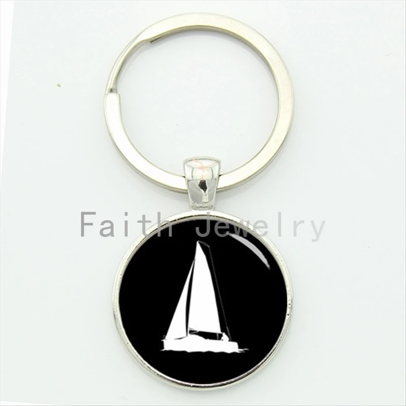 

Old world sailing ship charm keychain vintage simple sailing boat pattern key chain sailors sail boat jewelry seamen gift KC500
