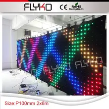 2x6 м P100mm Гибкая светодиодная занавеска цвет кинетика led видео занавес видение