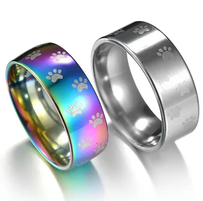 

2018 New Stainless Steel Cute Cat Dog Paw Ring Anime Pet Finger Rings For Women Girl Animal Pet Lover's Fashion Jewelry Gift