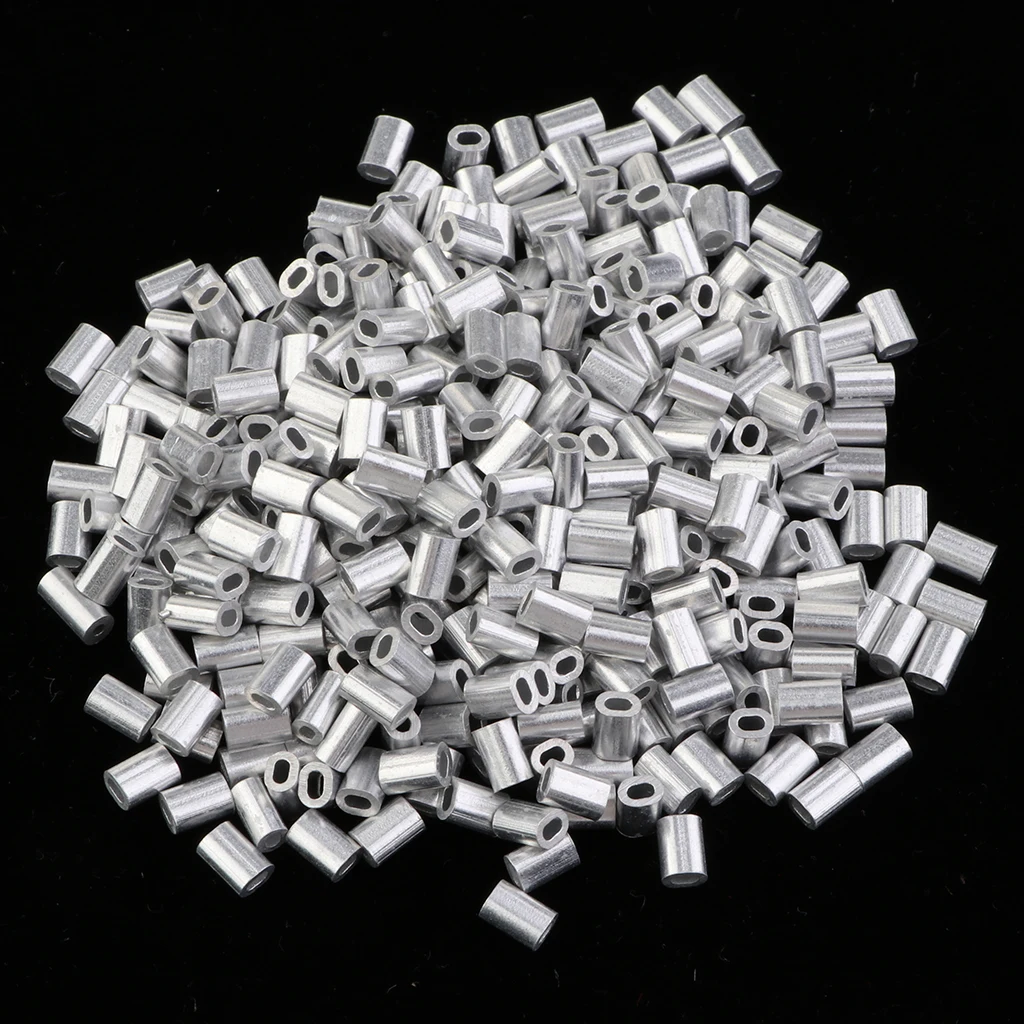 1000pcs Fishing Single Barrel Sleeves Aluminium Crimp Fishing Tackle Connector 0.8/1/1.2/1.5mm fishing Line Clip Tube Connector 