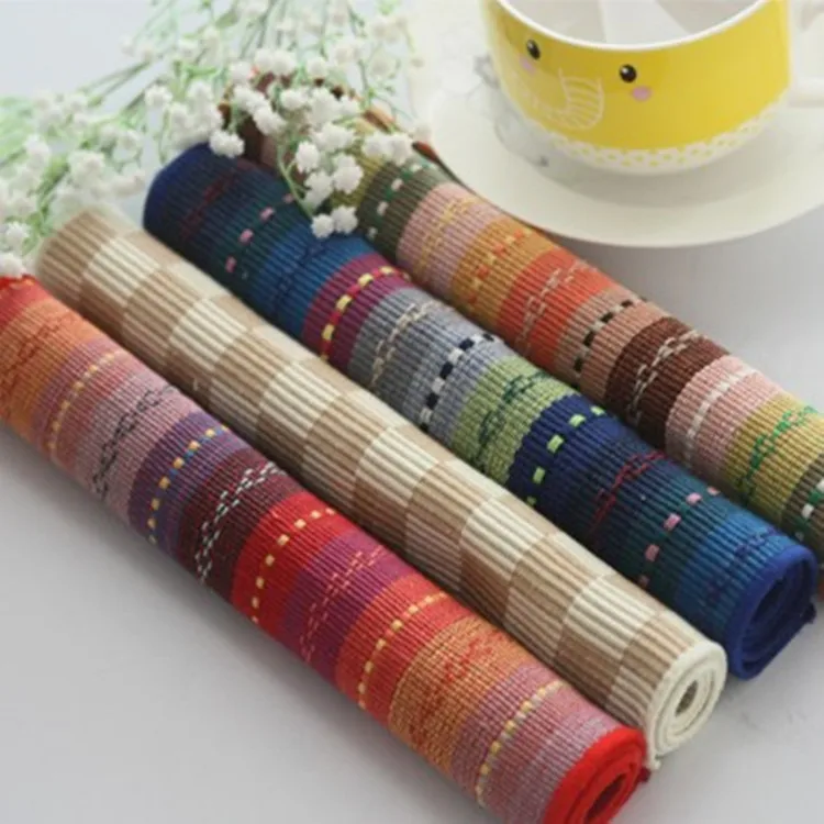 Buy 2pcs 45cm*30cm pure stripe cotton placemat table