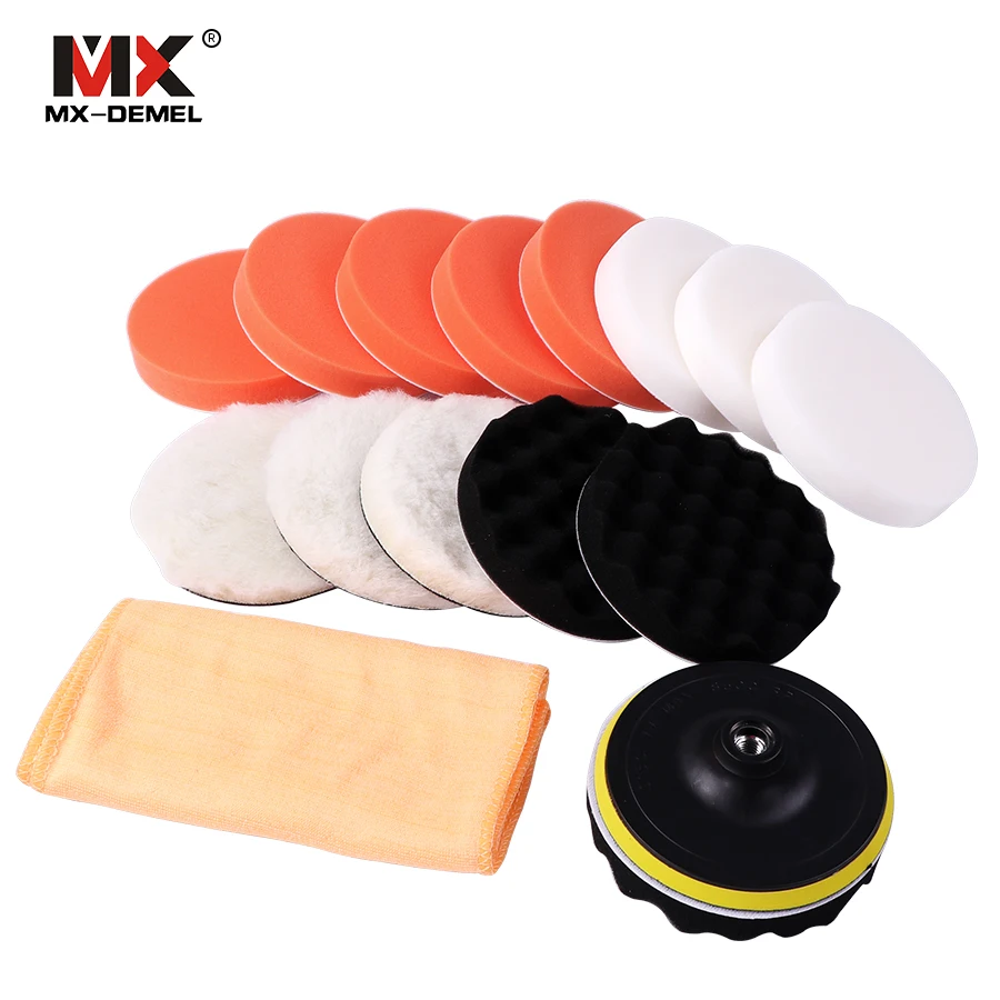 

18 Pcs Professional Buffing Polishing Sponge Pads Cleaning Tool Kits Auto Cars Clean Polisher Coating Waxing Buffer Adapter