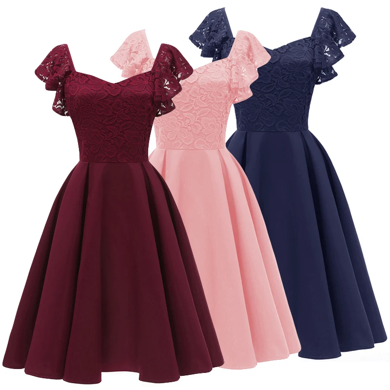1950s винтажное свободное платье, женское кружевное платье, v-образный вырез, без рукавов, оборки сзади, молния, высокая талия, элегантное ТРАПЕЦИЕВИДНОЕ ПЛАТЬЕ для вечеринок, женские платья