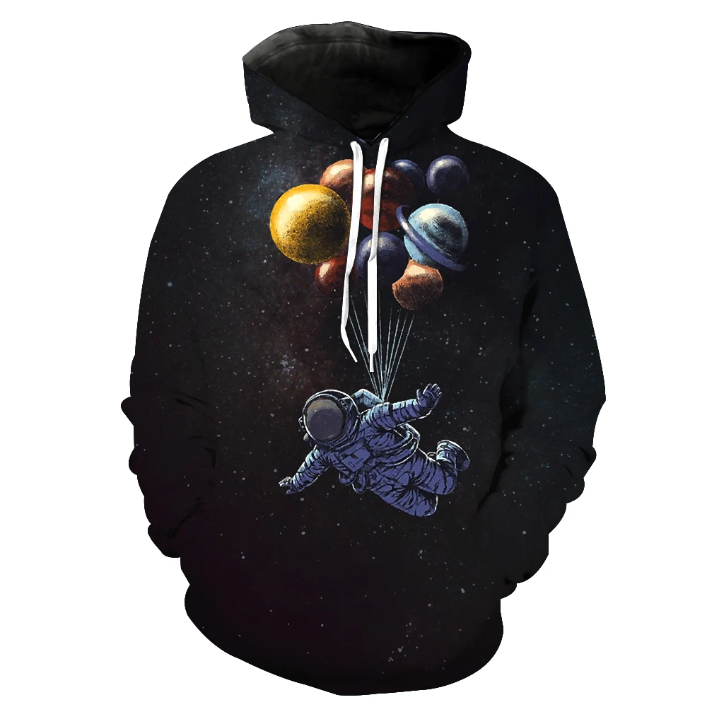 

2018 New Fashion Sweatshirt Men / Women 3d Hoodies Print Astronaut Cartoon Moon Pattern Slim Unisex Slim Stylish Hooded Hoodies
