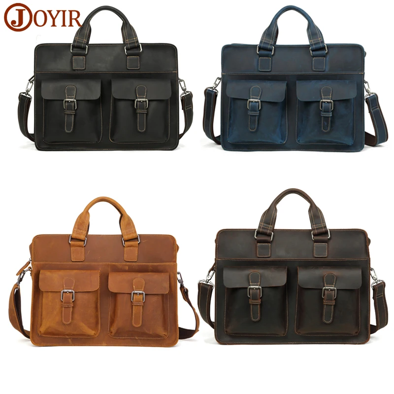 JOYIR 2019 خمر الرجال بقرة حقيقية حقيبة جلدية مجنون الحصان الجلود حقيبة ساعي الذكور حقيبة لابتوب الرجال سفر الأعمال حقيبة
