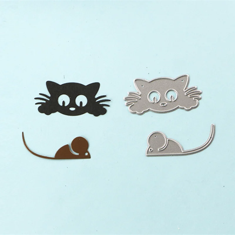

DUOFEN 3PCS/Cat and mouse metal flowers cutting dies new 2018 DIY Scrapbooking paper craft card