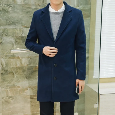 Весна Осень Зима Британский стиль длинный шерстяной Тренч мужской однобортный мужской пиджак Брендовое повседневное пальто 5XL 4XL 3XL - Цвет: 1