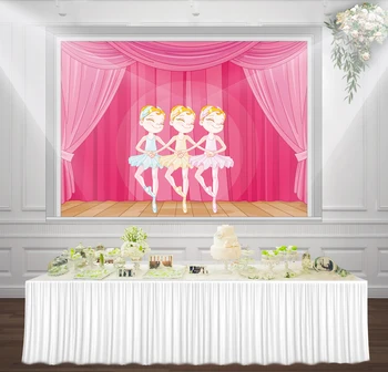 

HUAYI pink curtain ballet girls princess backdrop photo background Photocall for girls birthday party Photographic xt-7463