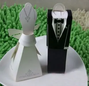 

Free shipping 250pcs/lot Creative bride and groom favor boxes XTH-090