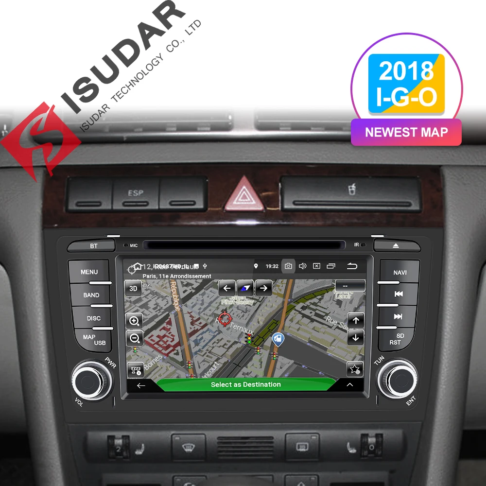 Isudar автомобильный мультимедийный плеер gps два Din Android 9 DVD Automotivo для Audi/A6/S6/RS6 радио FM четырехъядерный ram 2 Гб rom 16 Гб DSP