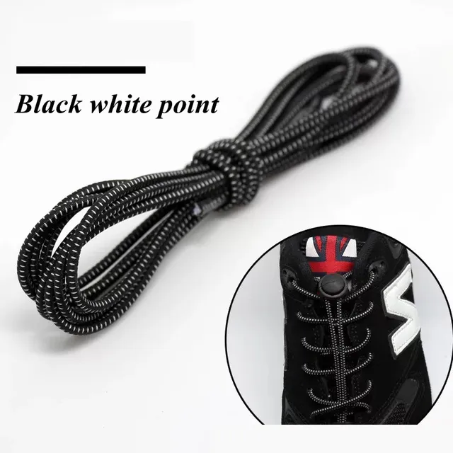 1 Pair Sports Elastic ShoeLaces No tie Shoe Laces Kids Adult Lazy Locking laces Shoe accessories lacets elastique chaussure Black white point
